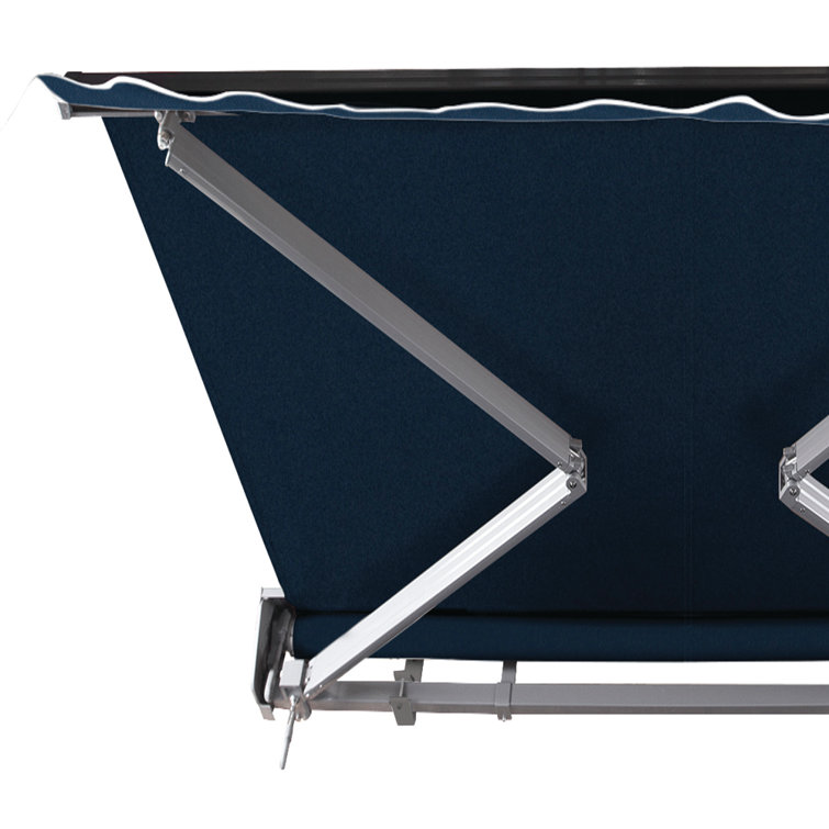 Navy Blue Motorized Retractable Patio Awning with Acrylic Canopy
