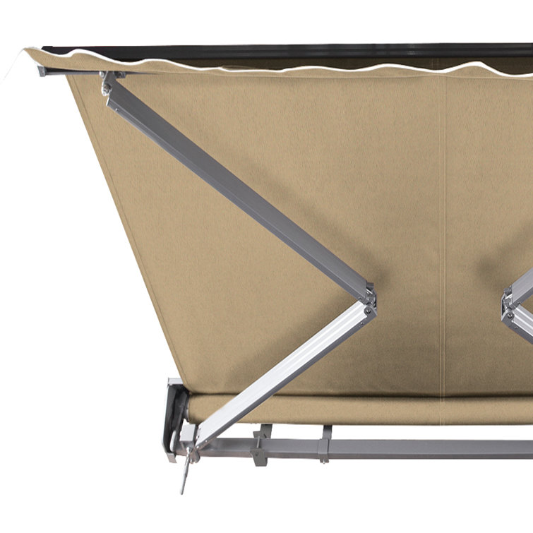 Light Taupe 12' x 10' Electric Retractable Awning with Acrylic Canopy