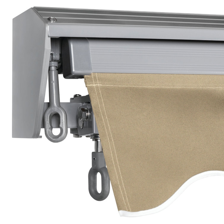 Light Taupe 12' x 10' Electric Retractable Awning with Acrylic Canopy