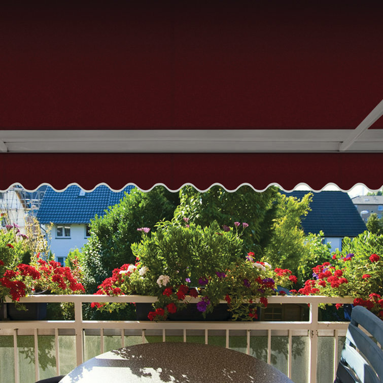 Burgundy Motorized Retractable Patio Awning with Aluminum Frame