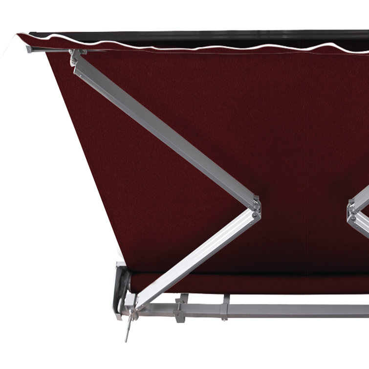 Burgundy Motorized Retractable Patio Awning with Aluminum Frame