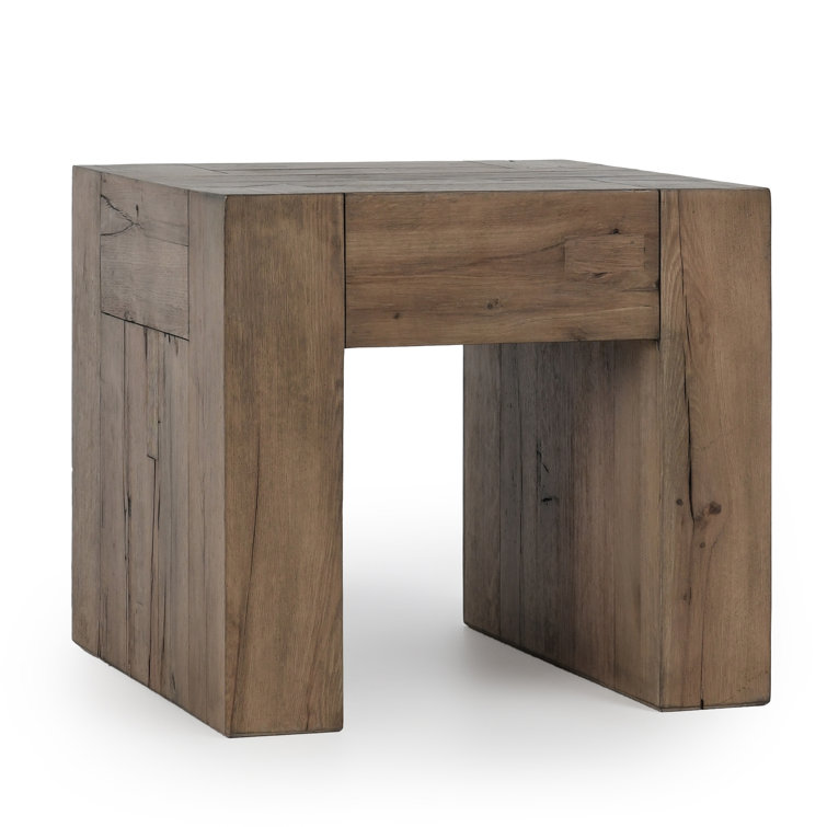 Rustic Brown Solid Wood Square End Table