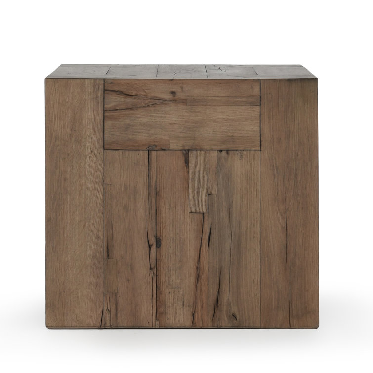 Rustic Brown Solid Wood Square End Table