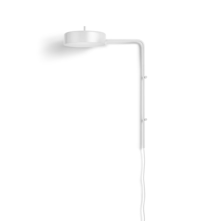 White Powder-Coated Steel Plug-In Wall Sconce