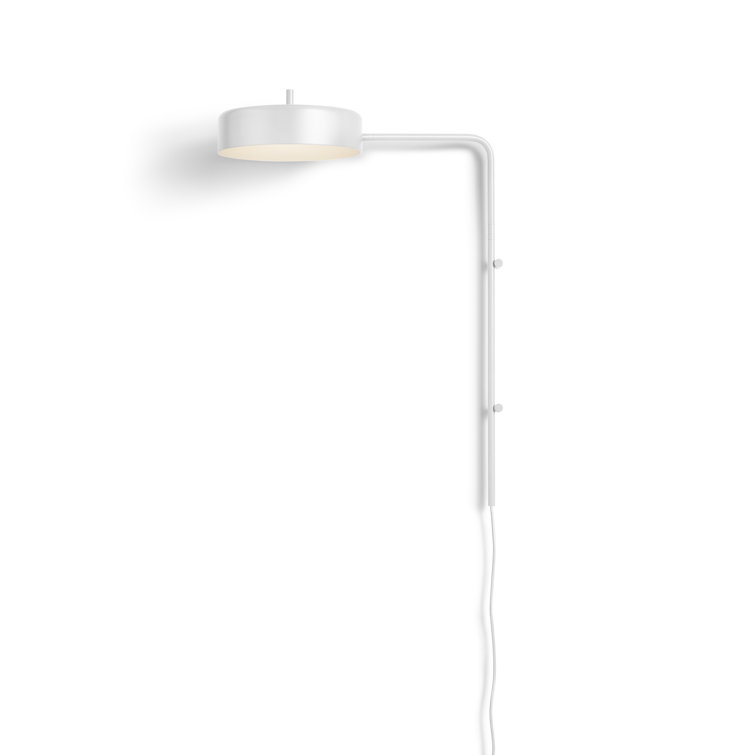 White Powder-Coated Steel Plug-In Wall Sconce