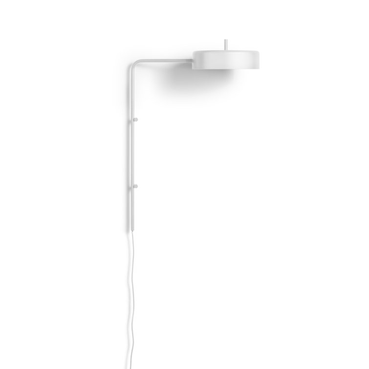 White Powder-Coated Steel Plug-In Wall Sconce