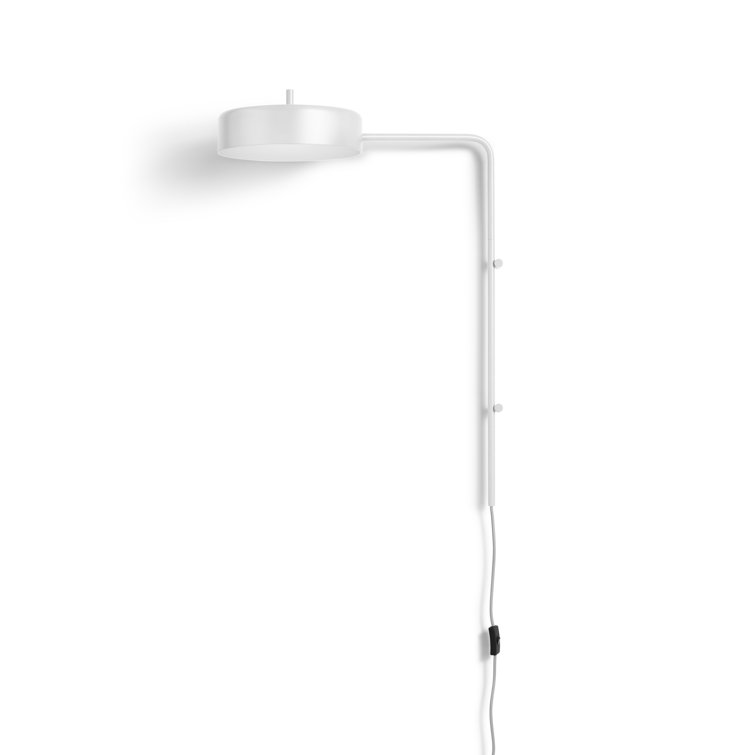 White Powder-Coated Steel Plug-In Wall Sconce