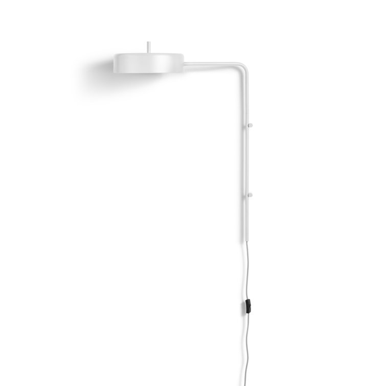 White Powder-Coated Steel Plug-In Wall Sconce
