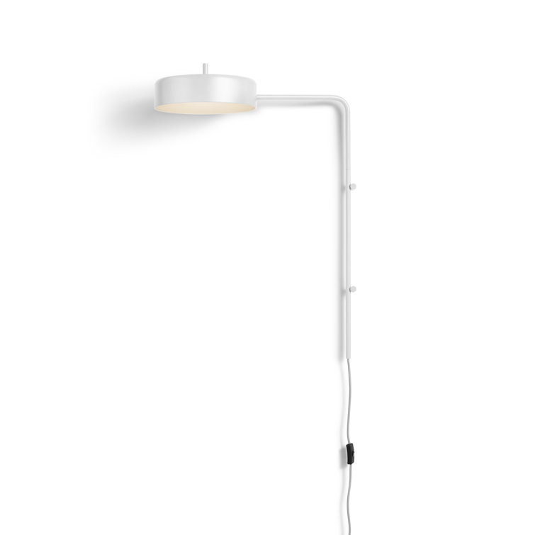 White Powder-Coated Steel Plug-In Wall Sconce