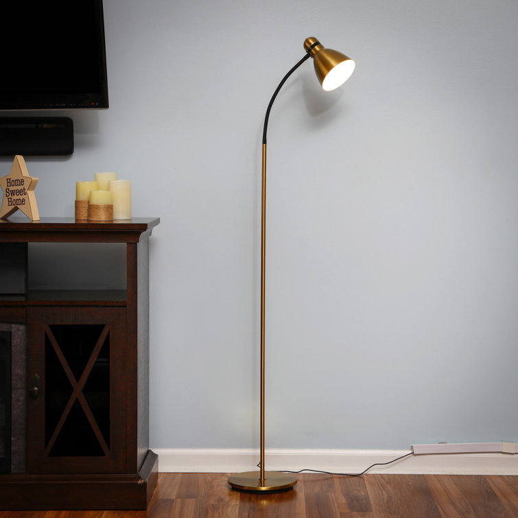Avery 63" Oil-Rubbed Brass LED Arc Floor Lamp for Nursery & Kids