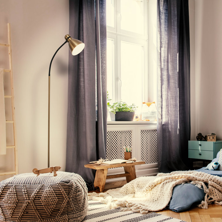 Avery 63" Oil-Rubbed Brass LED Arc Floor Lamp for Nursery & Kids