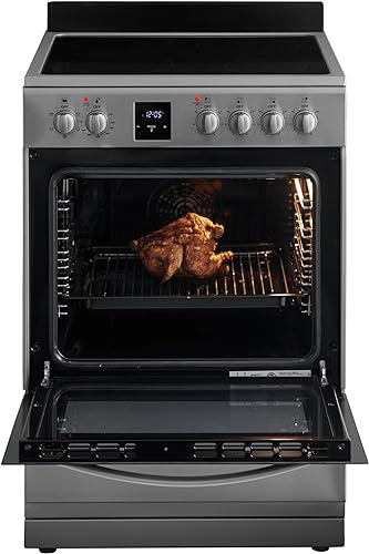 24" Stainless Steel Electric Range with Convection Oven and Glass Top