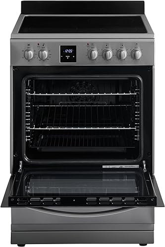 24" Stainless Steel Electric Range with Convection Oven and Glass Top