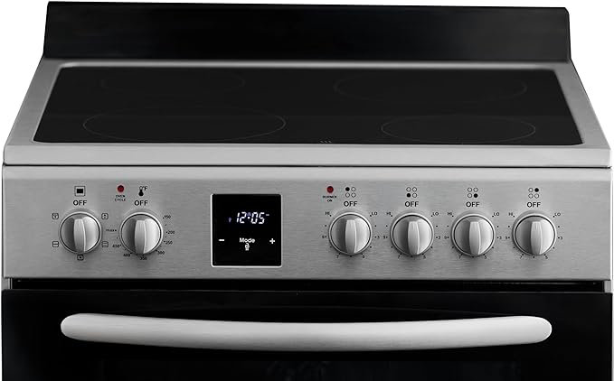 24" Stainless Steel Electric Range with Convection Oven and Glass Top