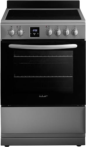 24" Stainless Steel Electric Range with Convection Oven and Glass Top