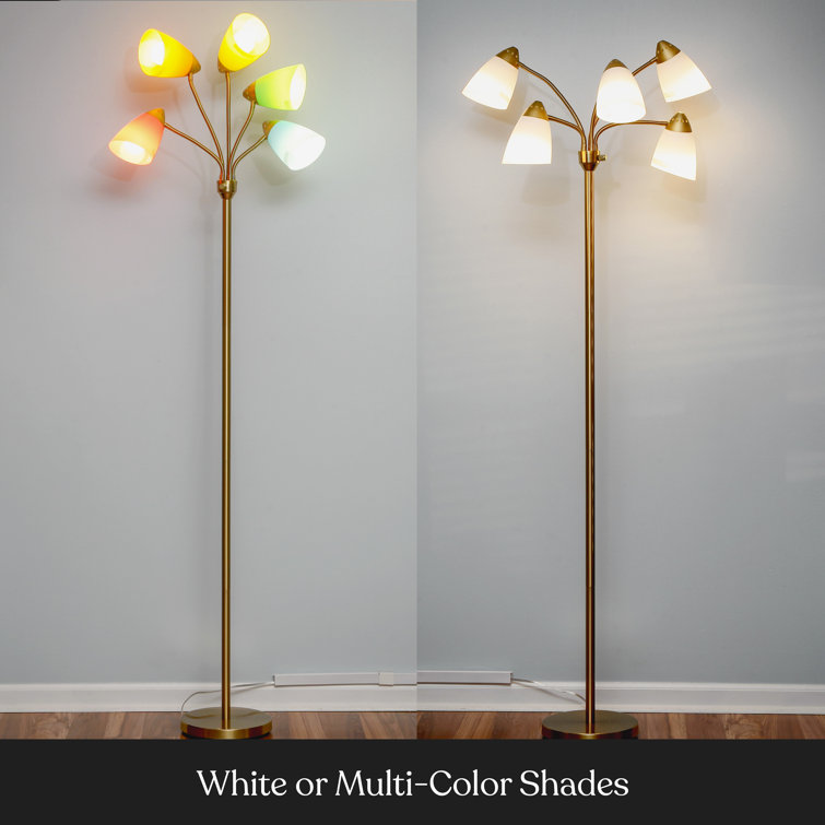 Medusa Antique Brass 74" Adjustable Multi-Head LED Floor Lamp for Kids