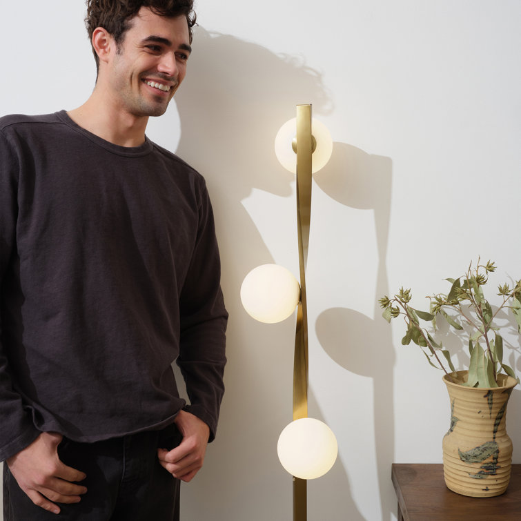 Sophia White Helical 60" LED Floor Lamp with Frosted Globes for Nurseries