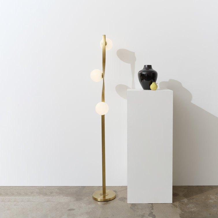 Sophia White Helical 60" LED Floor Lamp with Frosted Globes for Nurseries