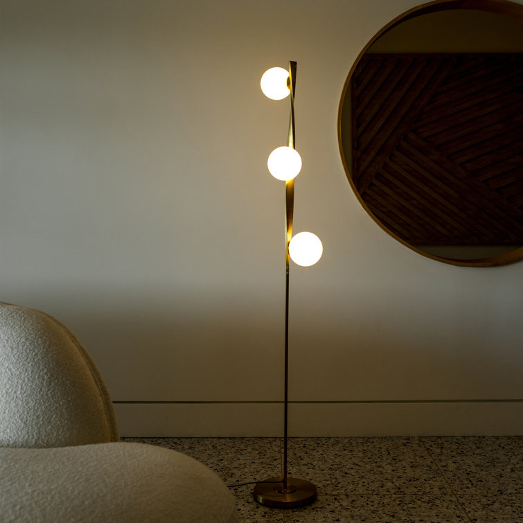 Sophia White Helical 60" LED Floor Lamp with Frosted Globes for Nurseries