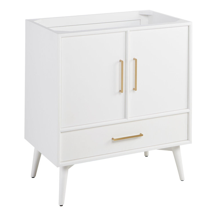 White Mahogany Single Bathroom Vanity with Carrara Marble Top