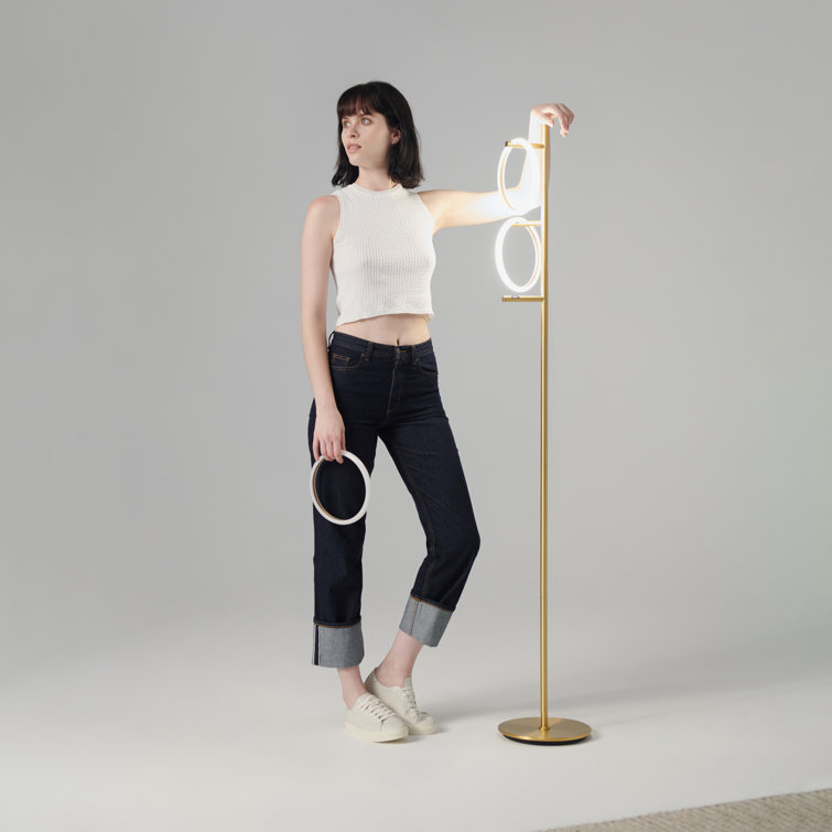 Saturn Antique Brass 66" Kids' 3-Way Dimming LED Floor Lamp