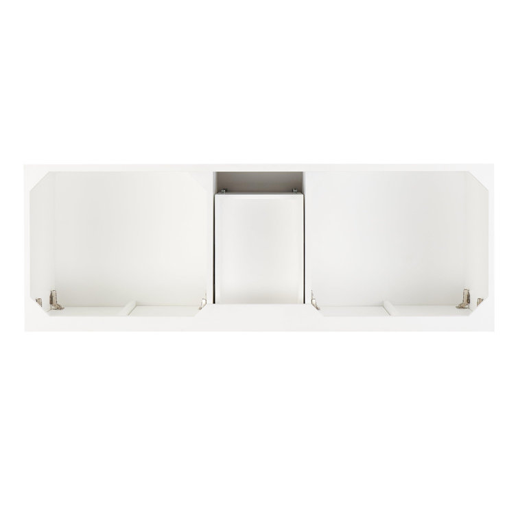 60" Natural Teak Double Vanity with Arctic White Quartz Top