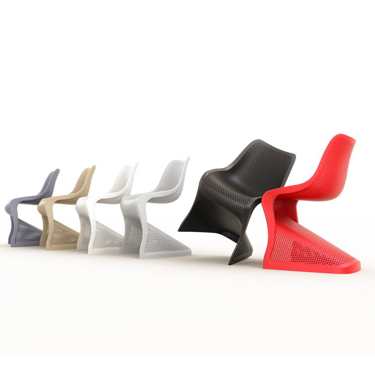 Red S-Shaped UV Resistant Plastic Outdoor Dining Chair