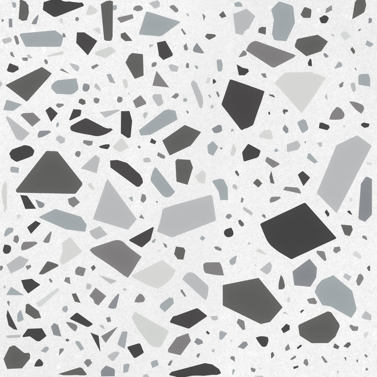 Confetti 8" x 8" White Gray Terrazzo Porcelain Shower Tile