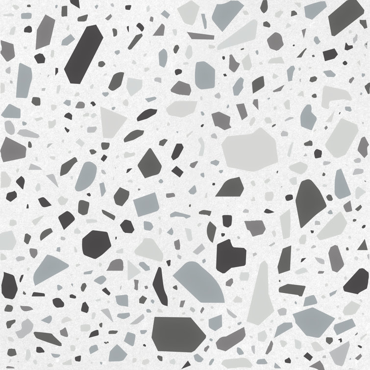Confetti 8" x 8" White Gray Terrazzo Porcelain Shower Tile