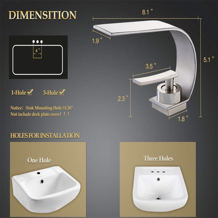 Brushed Nickel Single-Hole Modern Bathroom Faucet