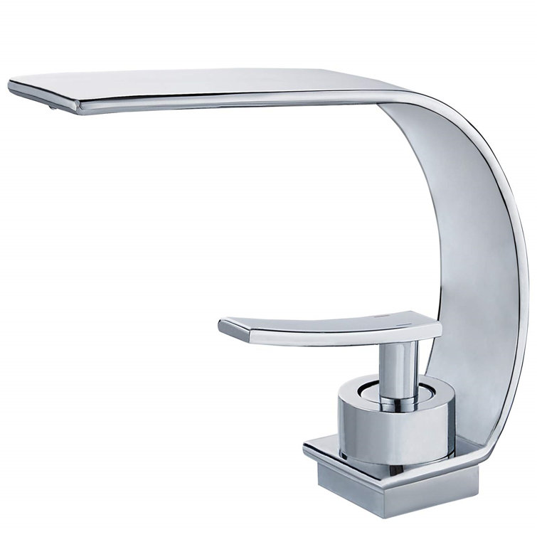 Chrome Single-Hole Modern Bathroom Faucet with Brass Construction