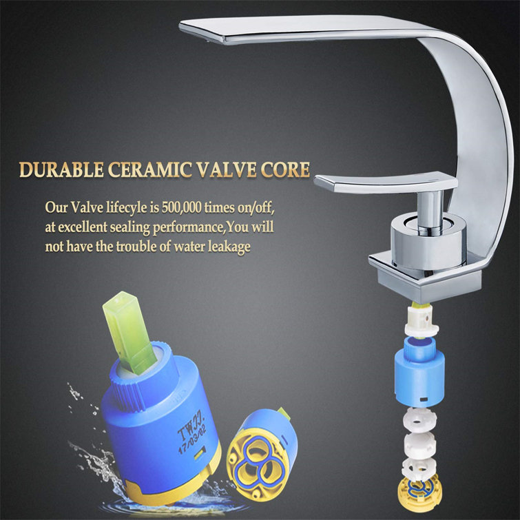 Chrome Single-Hole Modern Bathroom Faucet with Brass Construction