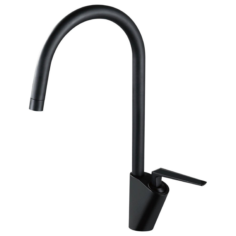 Matte Black Solid Brass Single Handle Kitchen Faucet with Pull-out Spray
