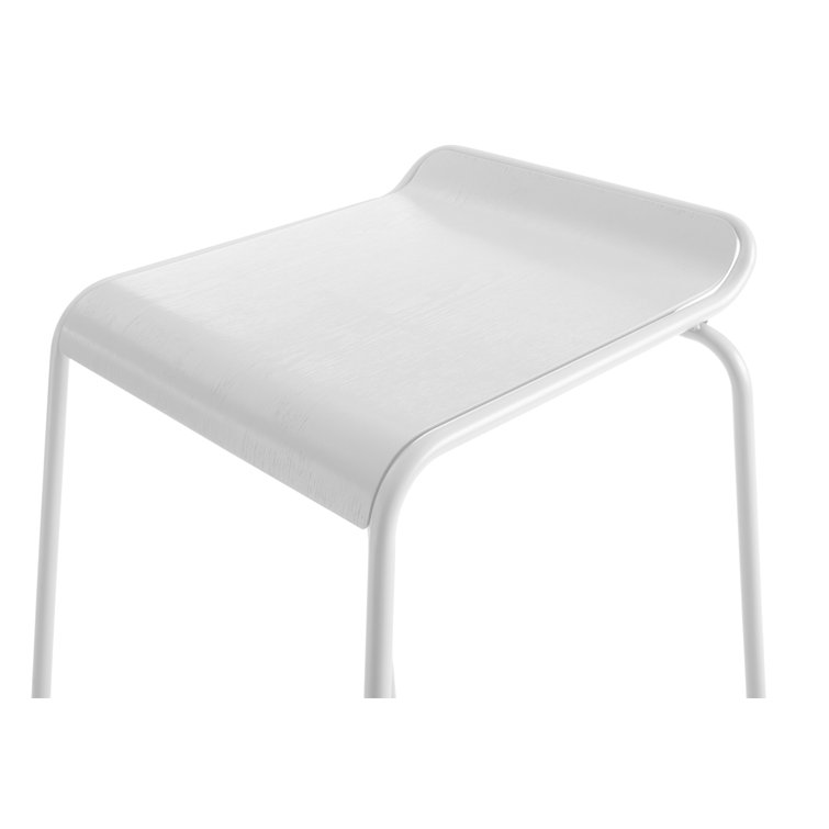 Modern White Molded Plywood 25" Adjustable Backless Counter Stool