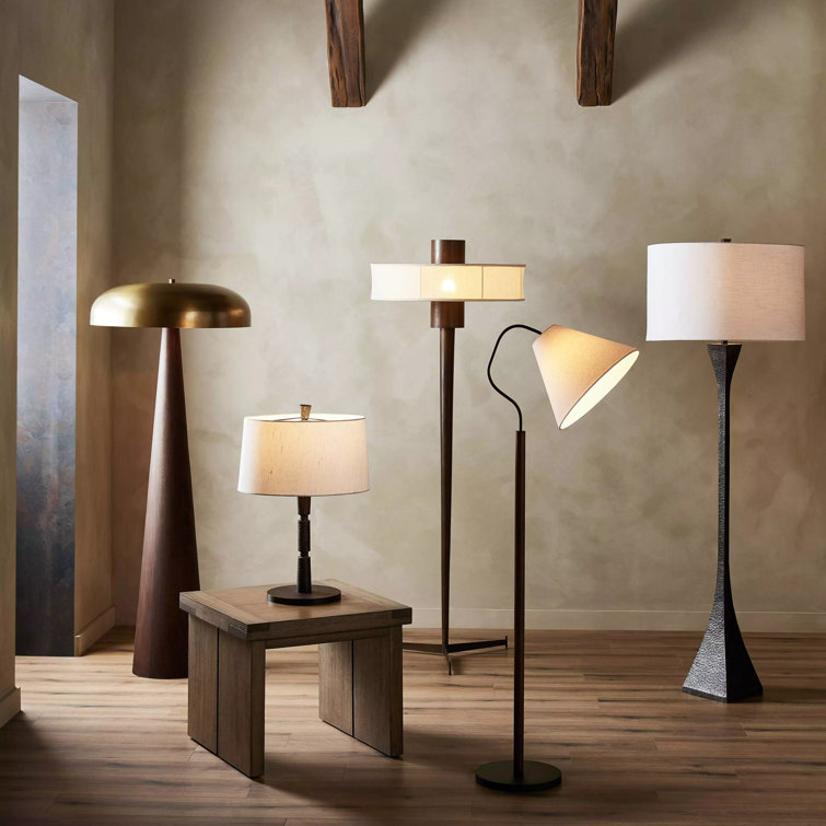 Black Textured Metal Table Lamp with White Shade