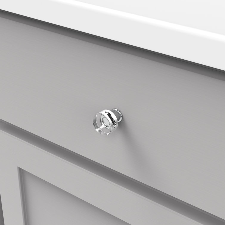 Chrome and Acrylic Round Mushroom Knob with Mounting Hardware