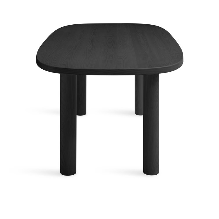 Black Ash Round Wood Dining Table with Thick Legs