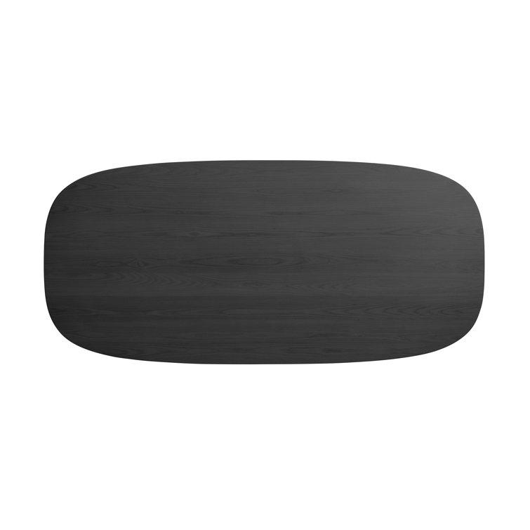 Black Ash Round Wood Dining Table with Thick Legs