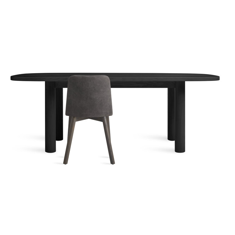 Black Ash Round Wood Dining Table with Thick Legs