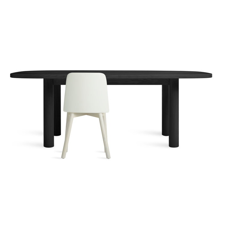 Black Ash Round Wood Dining Table with Thick Legs