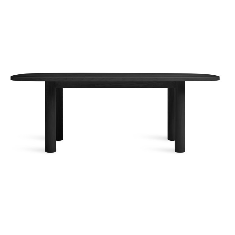 Black Ash Round Wood Dining Table with Thick Legs