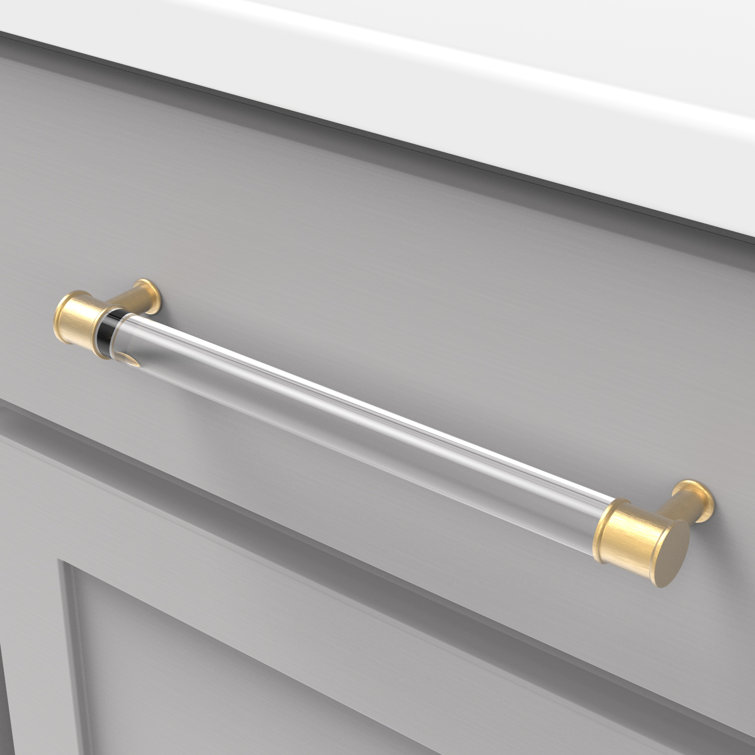 9 1/2" Clear Acrylic and Brass Modern Bar Handle