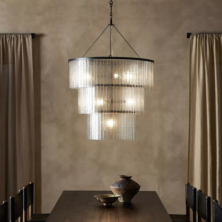 Meredith Large Black Textured Glass Chandelier