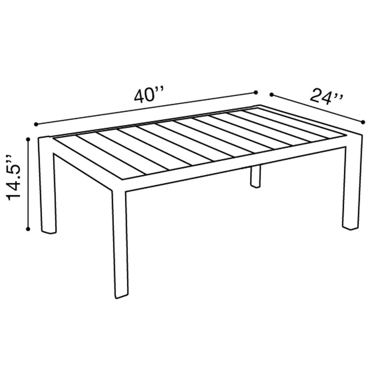 Platinum Gray Rectangular Aluminum Outdoor Cocktail Table