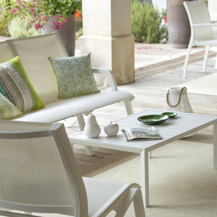 Glacier White Aluminum Rectangular Cocktail Table