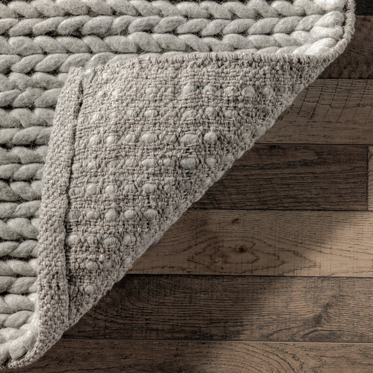 Handmade Light Gray Wool Blend Braided Rectangular Rug 6' x 9'