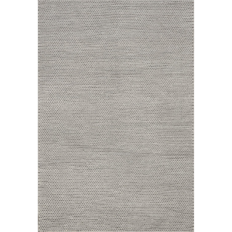 Handmade Light Gray Wool Blend Braided Rectangular Rug 6' x 9'