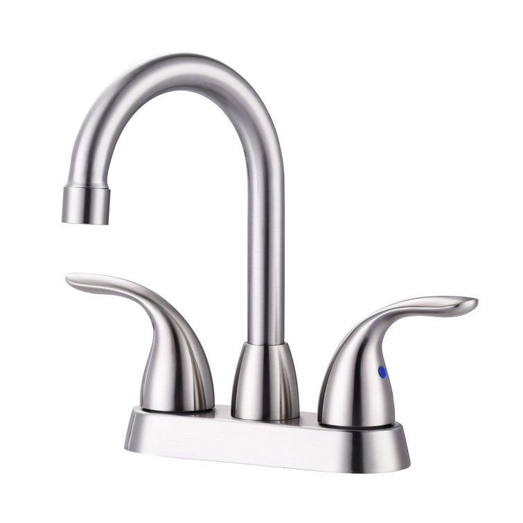 Brushed Nickel Double Handle High Arc Bathroom Faucet