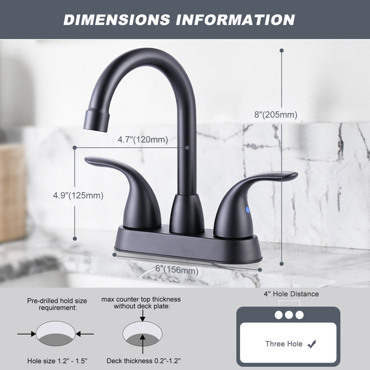 Matte Black Stainless Steel Double Handle Centerset Faucet