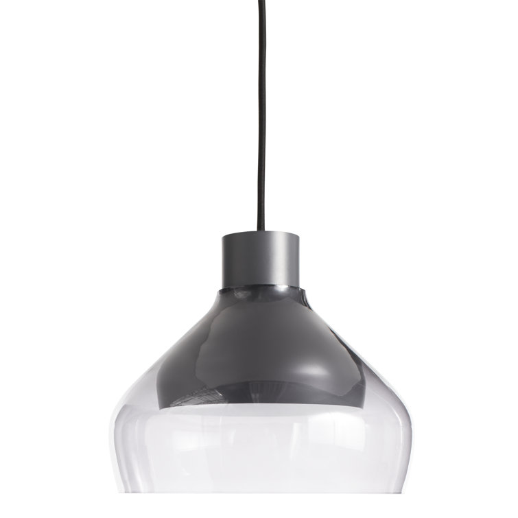 Charcoal Glass Pendant Light with Metal Accent